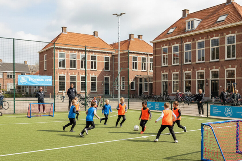 Sportende schoolkinderen